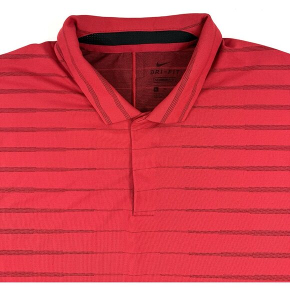 Nike Polo Shirt Mens Sz XL Red Short Sleeve Tiger Woods Dri-Fit Golf Performance - Picture 2 of 13